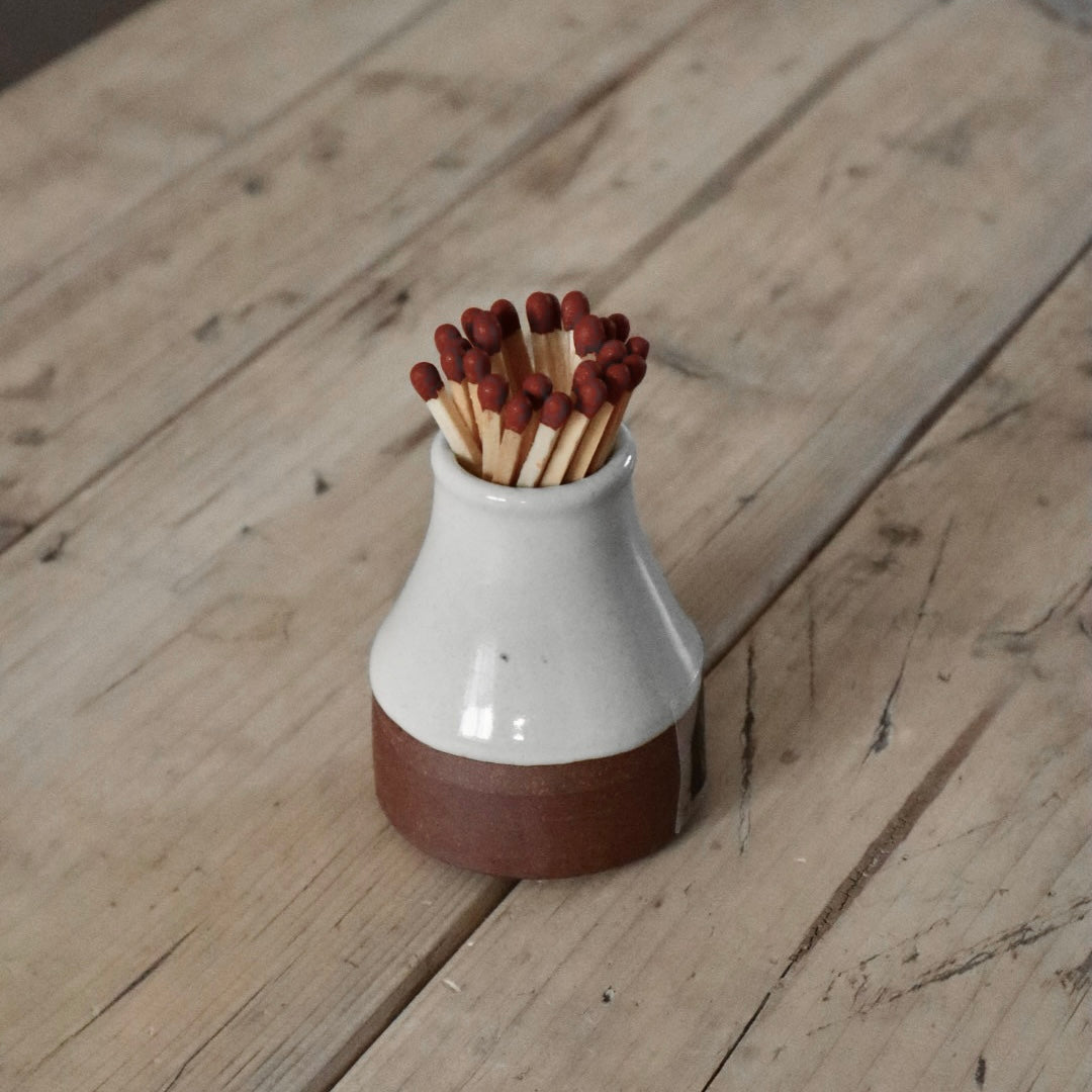 Ceramic Milk Bottle with Safety Matches – English Country Style Accessory for Candles