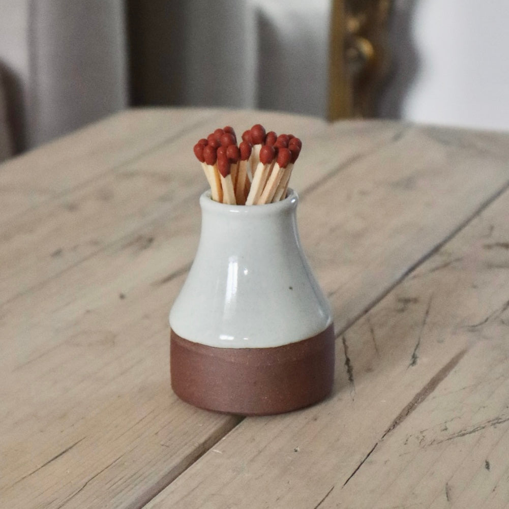 Ceramic Milk Bottle with Safety Matches – English Country Style Accessory for Candles