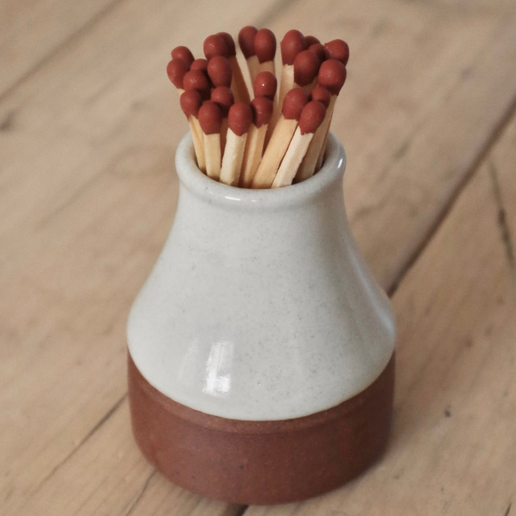 Ceramic Milk Bottle with Safety Matches – English Country Style Accessory for Candles