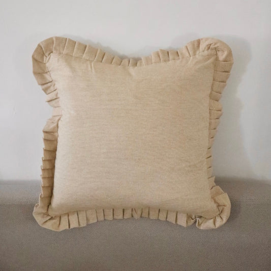 Pinstripe Frill Cushion With Feather Pad 50x50cm