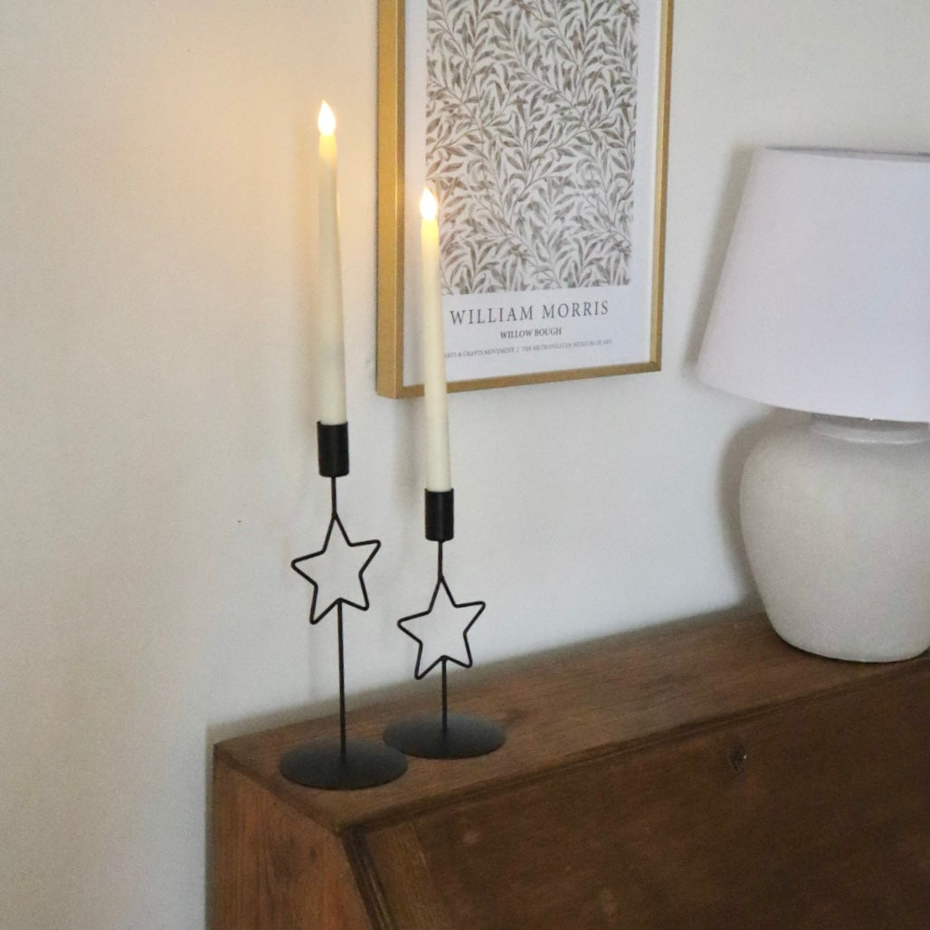 Black Star Candle Holder Set | Elegant Candle Holders for Christmas and Winter Nights