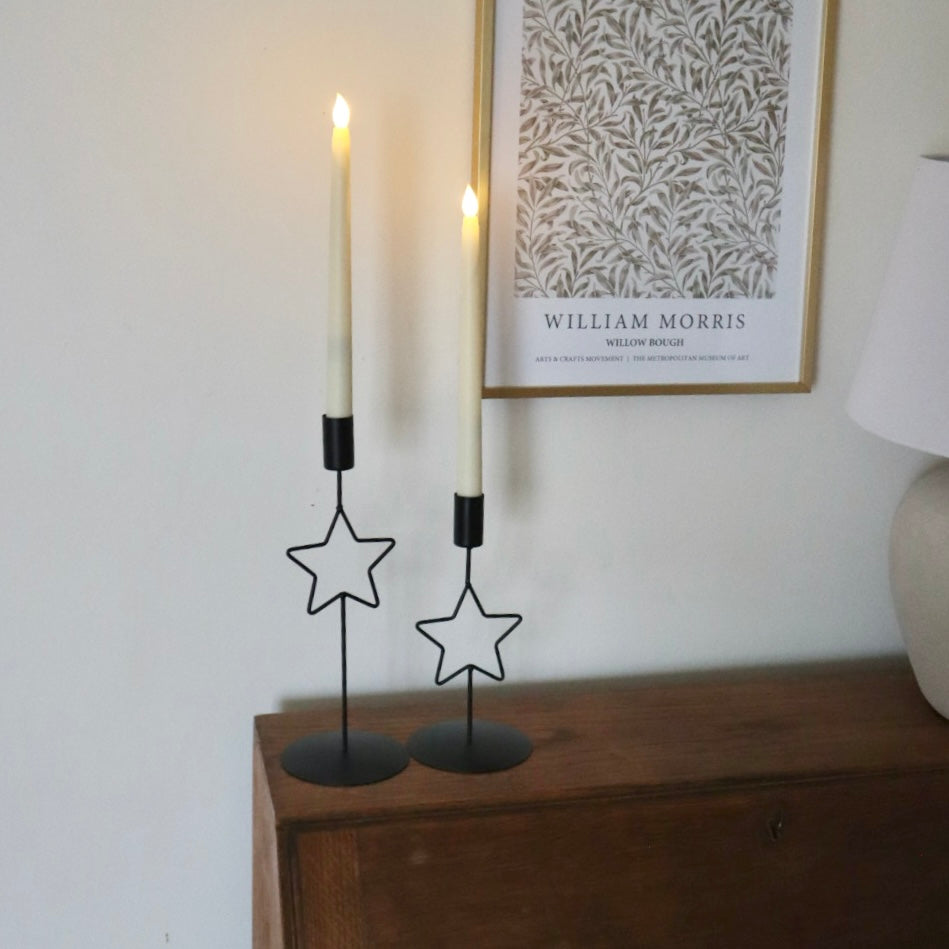 Black Star Candle Holder Set | Elegant Candle Holders for Christmas and Winter Nights