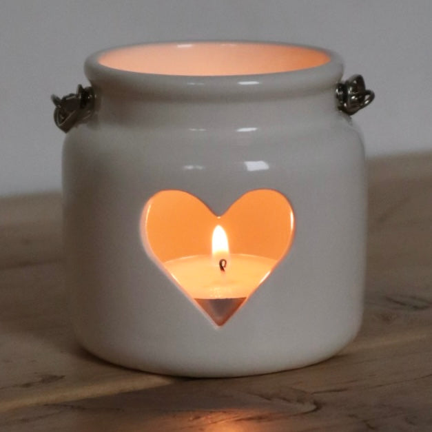 Rope Handle Heart Ceramic Tea Light Holder