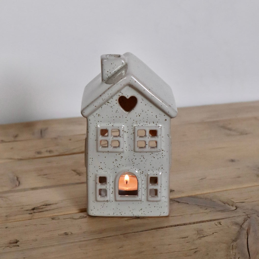 Rustic Ceramic Cottage Tea Light Holder – Cosy Country Home Décor