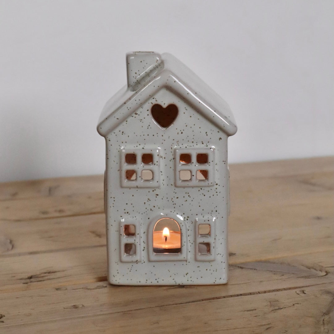 Rustic Ceramic Cottage Tea Light Holder – Cosy Country Home Décor