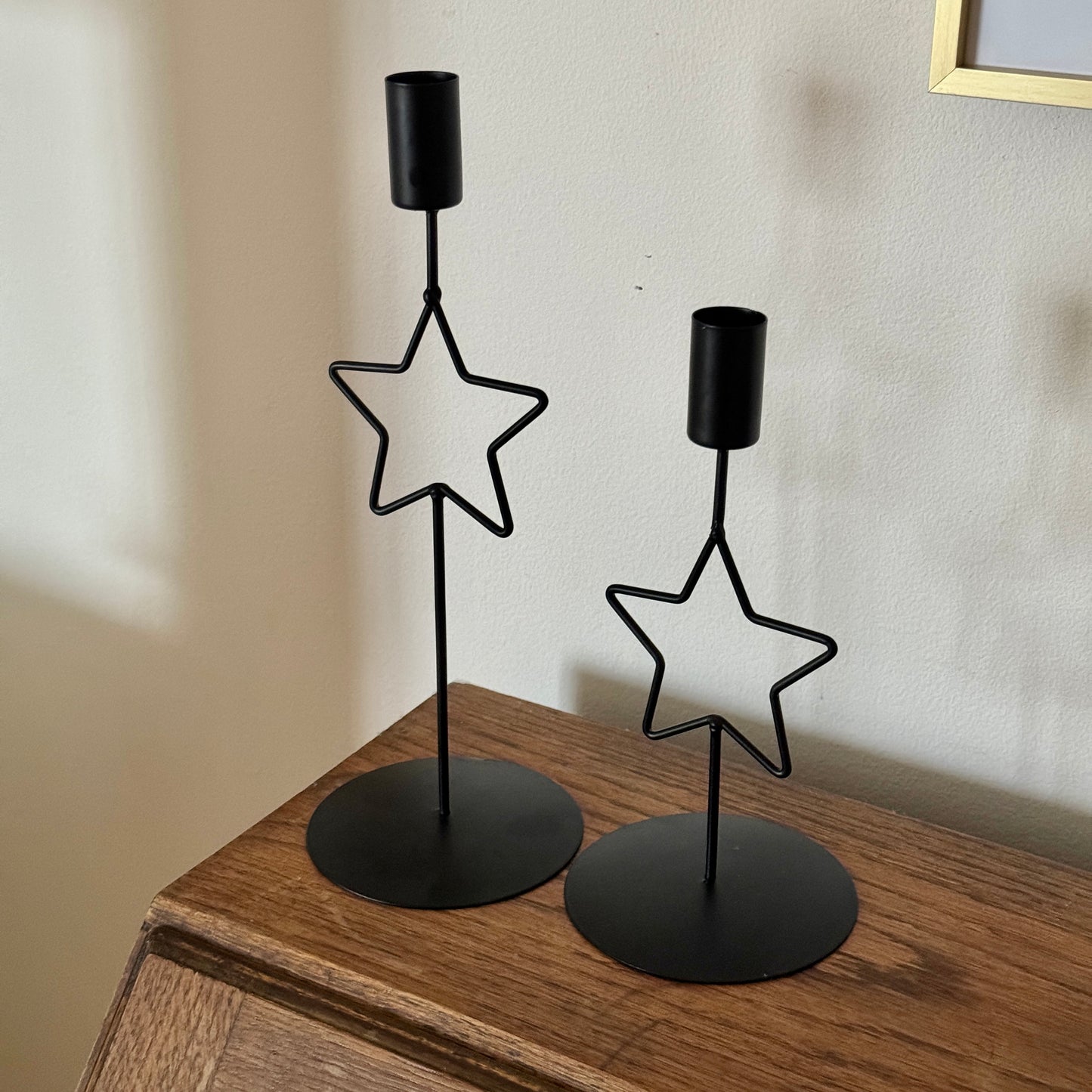 Black Star Candle Holder Set | Elegant Candle Holders for Christmas and Winter Nights