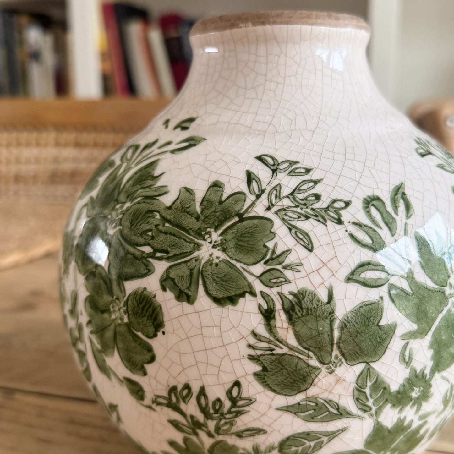 Rustic Floral Green Vase
