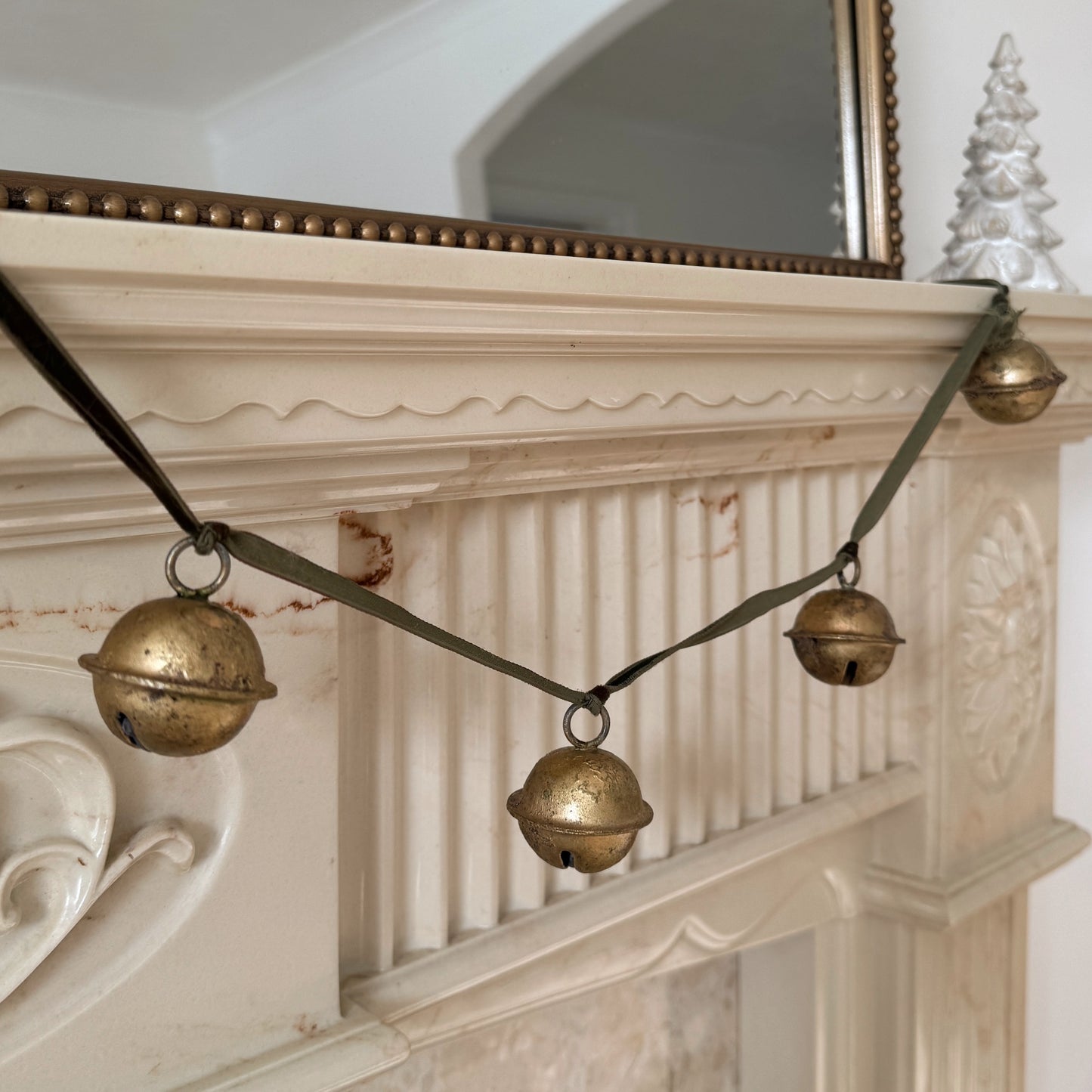 Brass Bell Garland on Velvet Ribbon