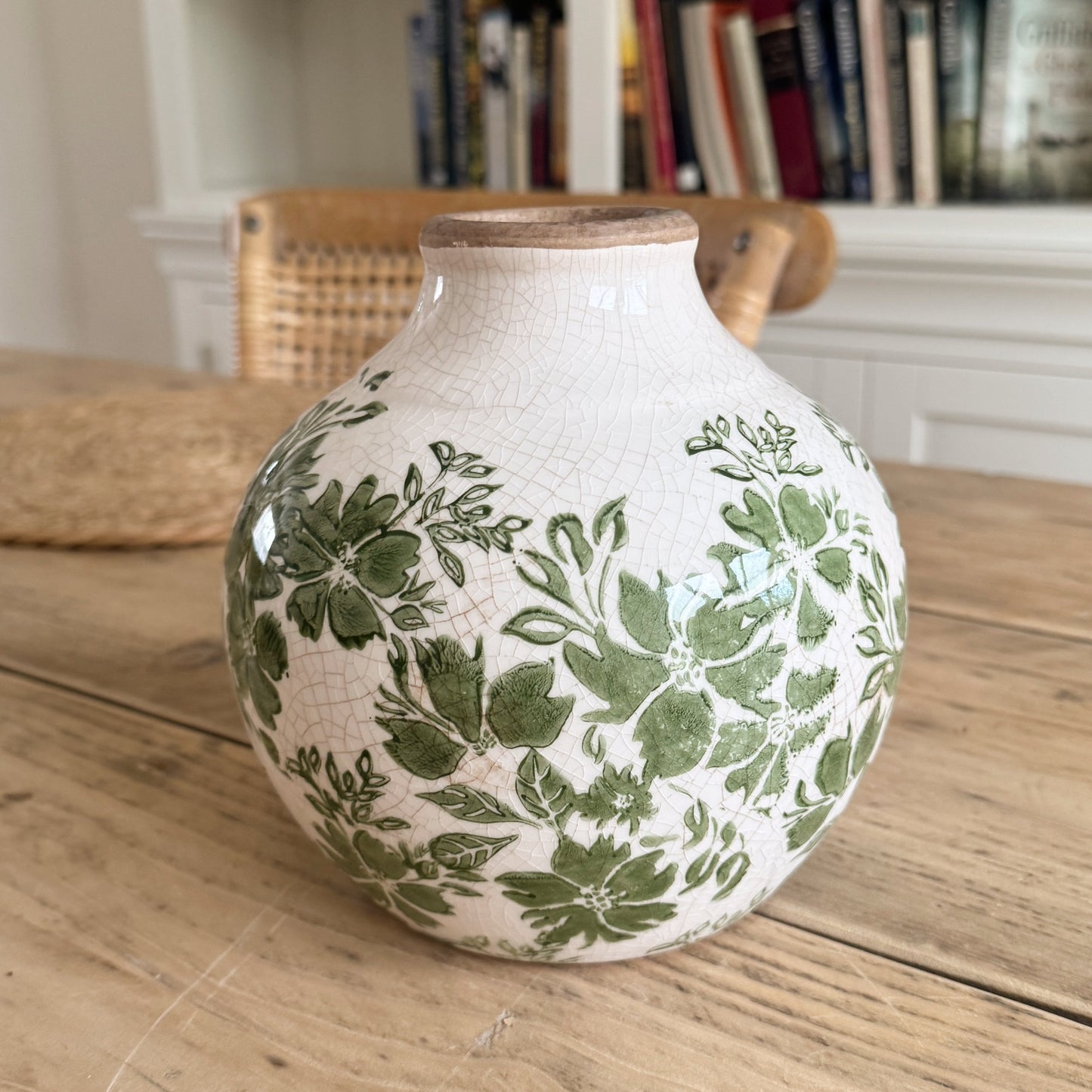 Rustic Floral Green Vase