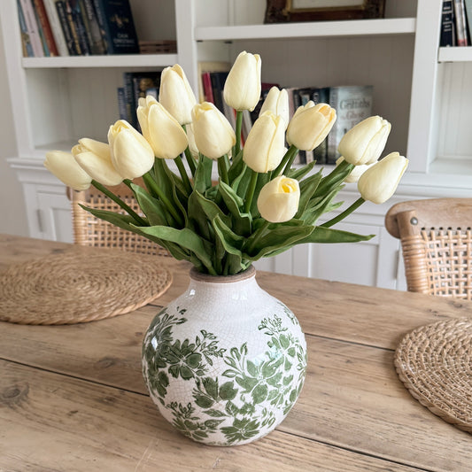 Rustic Floral Green Vase