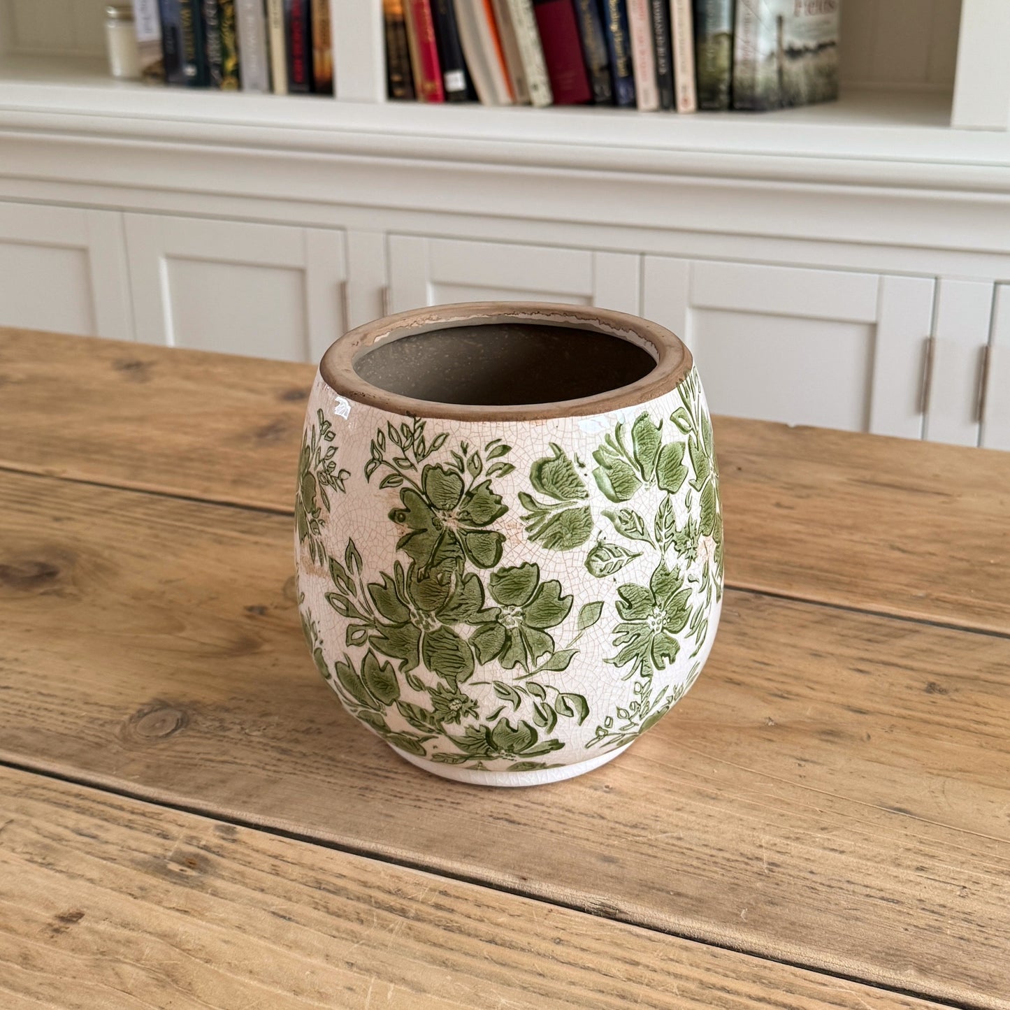 Rustic Green Floral Planter