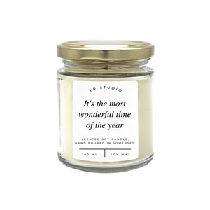 "It's the most wonderful time of the year" Quote Candle