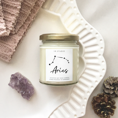 Aries zodiac candle