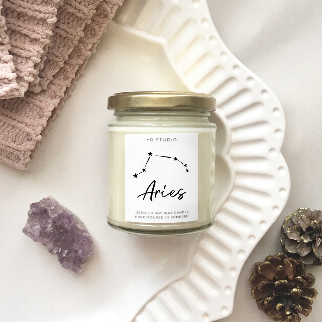 Aries zodiac candle