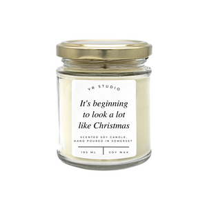 "It's beginning to look a lot like Christmas" Quote Candle