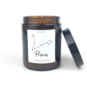 Pisces zodiac amber candle