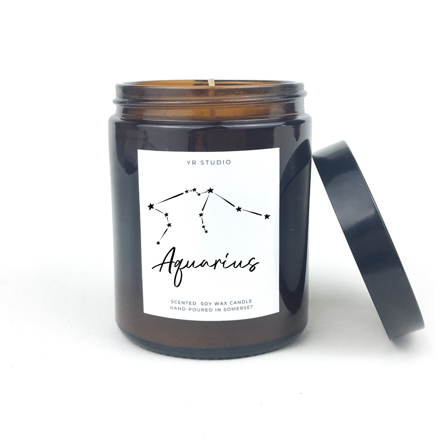 Aquarius zodiac amber candle