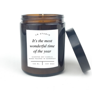"It's the most wonderful time of the year" Quote Candle