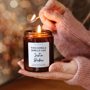 "Smells like Justin Bieber" - celebrity gift candle